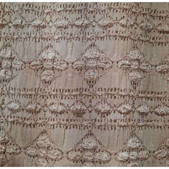 East 5th Shirt Ladies Medium Tan Square Neck‎ Short Sleeve Romantic Classic - Picture 4 of 7